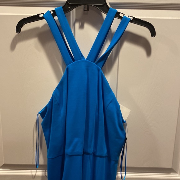 Cynthia Steffe Midi Dress Halter Neck Knee Length Blue Size 10 - Picture 4 of 17